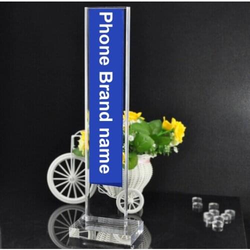 Acrylic Mobile Phone Brand Name Leader Holder Cell Phone Adverting Paper Stand for exhibition Store display Open show case
