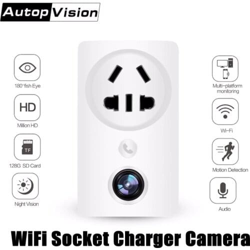 Wifi Wall Socket Charger Adapter Camera EC59 180 degree Panoramic 1080P Fisheye Wireless CCTV Home Security Surveillance Camera