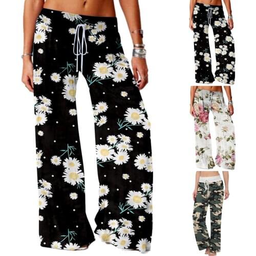 Printed Flower Pants Women Korean Fashion Y2k Pants Casual Loose Wide Leg Pant Harajuku Streetwear Women Trousers Women штаны