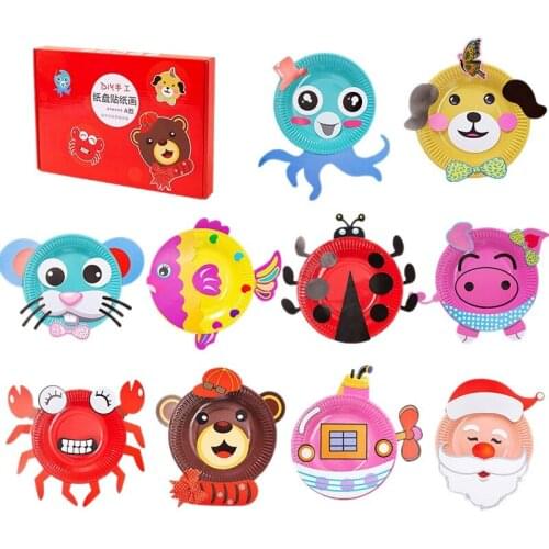 Art-Craft Paper Toys For Toddler Paper Plate Craft Kit DIY Activity Learning Party Game Supplies Set Animals DIY Toys