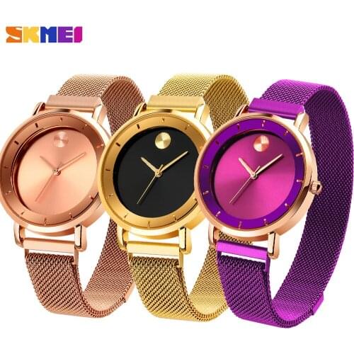 SKMEI Luxury Quartz Women Watch Simple Dress Ladies Bracelet Clock Waterproof Mesh Belt Strap Wristwatches Relogio Feminino