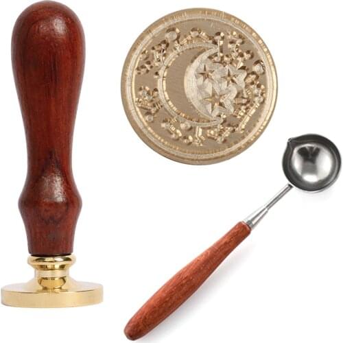 Moon stars Planet Starry sky stamp head of Retro Wood Stamp Sealing Wax Seal Stamp Wedding Decorative sealing Stamp wax seals