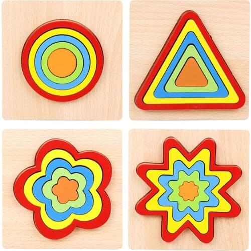 Children Toys 3D Puzzle Multilayer Jigsaw DIY Early Educational Learning Wooden Building Block Brick Cognition Toys