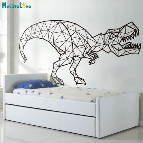 Dinosaur Wall Decals Geometric T-Rex Removable Stickers Nursery Kids Boys Room Art Cool Murals Unique Gift YT3257