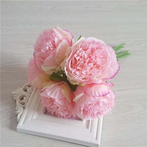 Artificial flowers bouquet peony for wedding decoration 5 heads fake flowers peonies home decoration cheap silk flowers garland