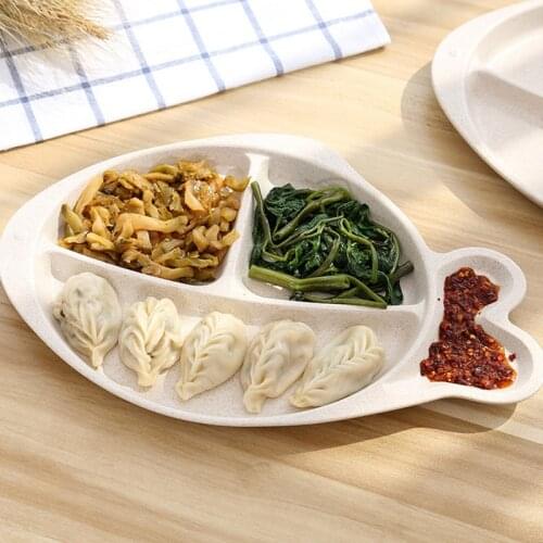 Kitchen High Quality Durable Wheat Straw Separate Fish-Shaped Dinner Plates Spices Dish Fruit Bowl Dumplings Dish Tableware