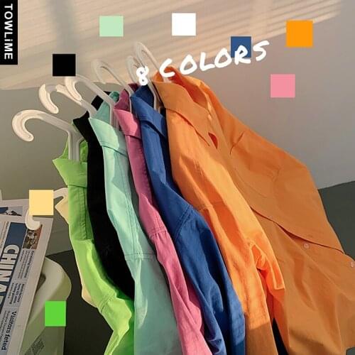 2021 Harajuku Mens Solid Color Casual Shirts Korean Streetwear Men Long Sleeve Loose Shirt Tops Women Baggy Blouse