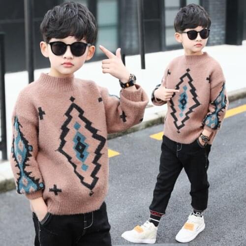 Soft Knitting Spring Autumn Winter Sweater Baby Boys Kids Childrens Warm Plus Velvet Thicken Top High Quality