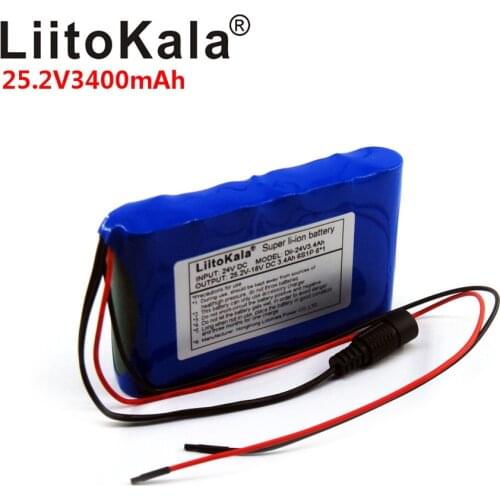 LiitoKala 24V 25.2V 3400mAh Lithium Li-ion Rechargeable Battery Pack Max 3A with built-in protection circuit board PCM