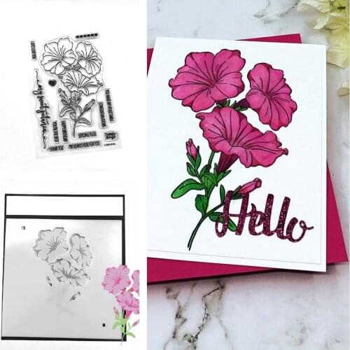 Petunia Flower Plant Cutting Dies Stamps Stencil Hot Foil Scrapbook Diary Decoration Embossing Template DIY Make Albums New