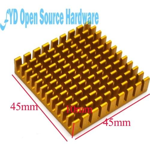 Heat sink 45*45*10MM (gold broken groove) high-performance heat sink yellow thick aluminum plate