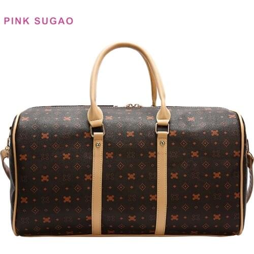 Pink Sugao duffle bag leather travel bag weekend bag fashion carry on luggage overnight duffel bag high quality shoulder bag