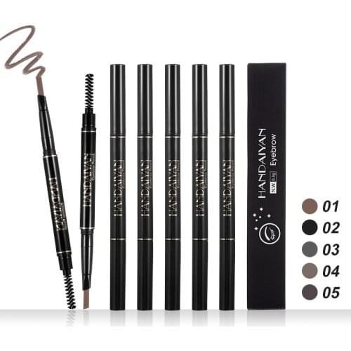 2PCS HANDAIYAN 5 Color Double-headed Manual Rotating Eyebrow Pencil Waterproof Long-lasting Triangle Eyebrow Pen Cosmetic TSLM1