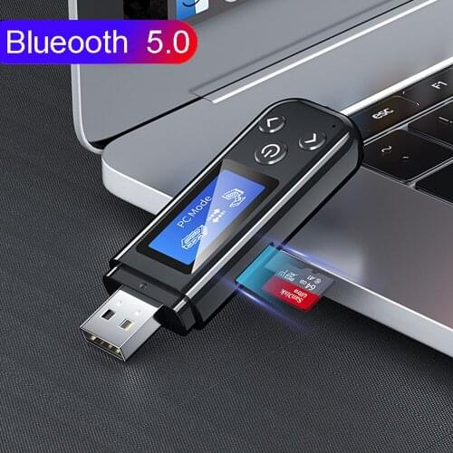 USB Dongle Bluetooth 5.0 Audio Receiver Transmitter With LCD Display Mini 3.5mm AUX RCA Wireless Adapter With MIC For TV Cars