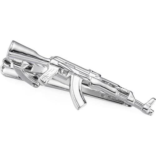 DY new high quality stainless steel silvery machine gun tie clip high-end business suit fashion man dress tie clip