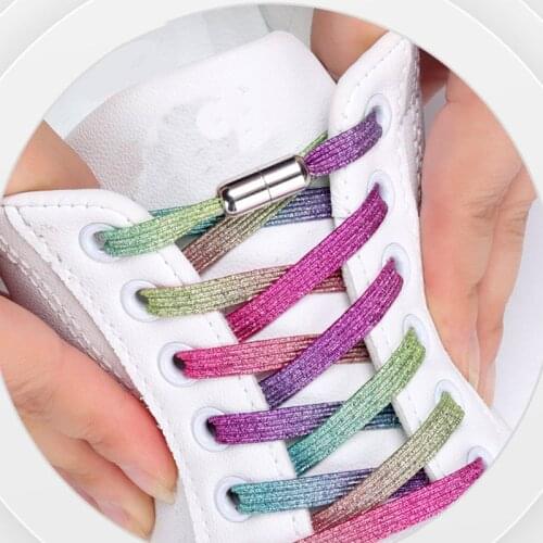 1Pair Magnetic Shoelaces Elastic Colorful Flat Shoe laces No Tie Shoelace Kids Adult Sneakers Lazy Laces One Size Fits All Shoes