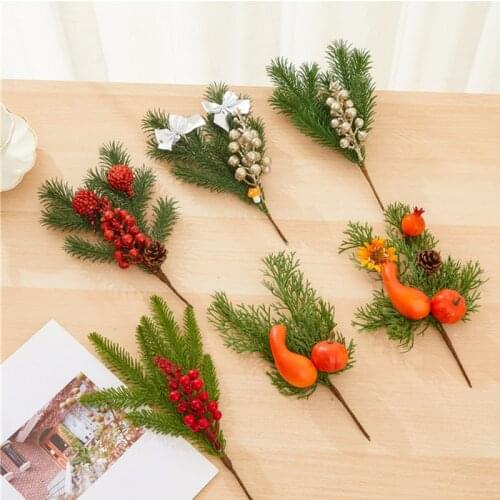 1PC Christmas Holiday Artificial Flower Berry Pine Cone Needles Bunch Bouquet Garland Xmas Tree Decor DIY Crafts