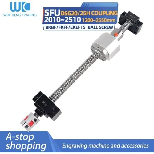 1PC SFU2010/2505/2510 Ballscrew 20/25MM End Machined+RM2010 single Ball Nut+ BK15 BF15/FK15 FF15/EK15 EF15 End Support+ coupler