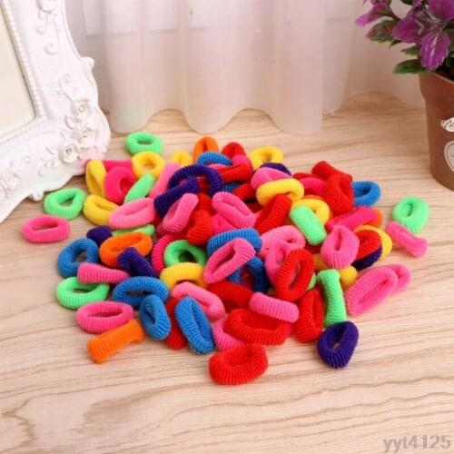 100 Pcs Colorful Child Kids Hair Holders Cute Rubber Hair Band Elastic Accessories, Kids Girl Hair Tie Ponytail Holder W110