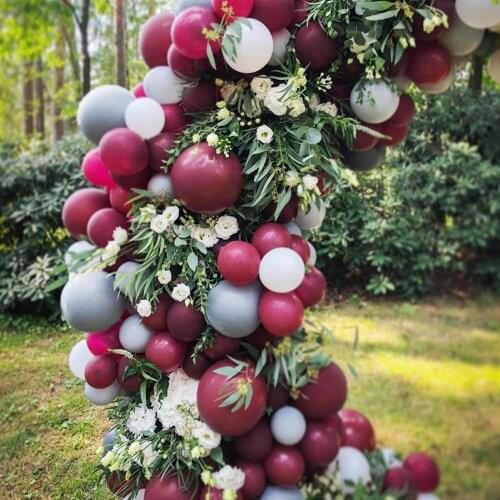 110pcs Latex Round Balloon Garland Arch Mixed Burgundy Gray White Latex Balloons Strip Chain for Birthday Wedding Decoration