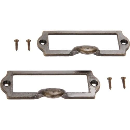 2sets Label Handle 87*45mm Antique Bronze File Pull Frame Tag Knob Name Card Holder w/screws Office Library Post Cabinet Drawer
