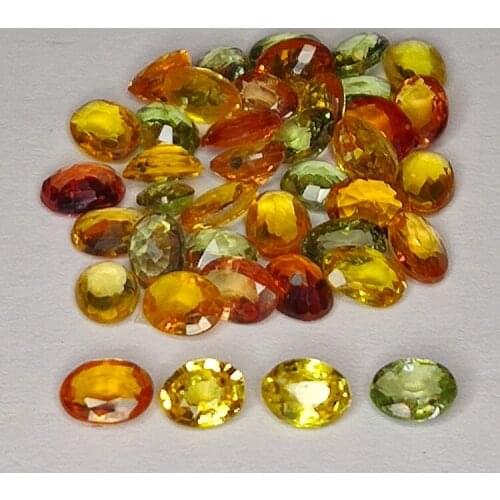 7.63ct Songea Sapphire multicolor oval cut 4.0x3.1mm 40pc