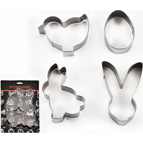 4pcs Stainless Steel Cookie Biscuit Mold Pastry Baking Press Template Stencil Mould Baking Tool
