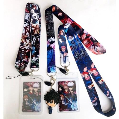 Anime Jujutsu Kaisen Fushiguro Megumi Key Lanyard ID Badge Holder Phone Neck Strap with Key Chain Keychain Charms Accessories