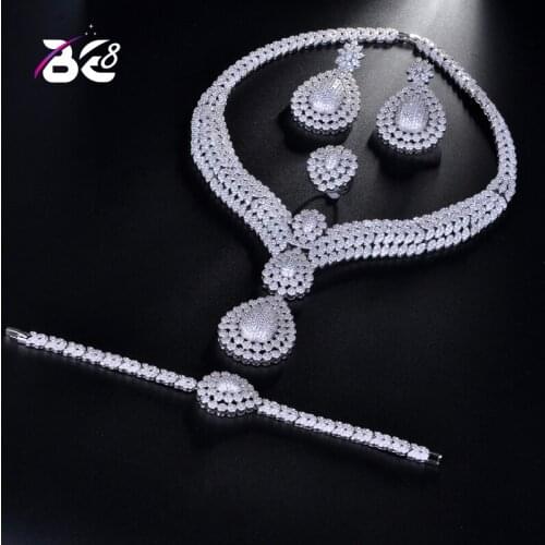 Be 8 New Design Luxury AAA Zircon Water Drop Shape Necklace Pendant Set for Women,high Quality Party/jewelry Wedding S177