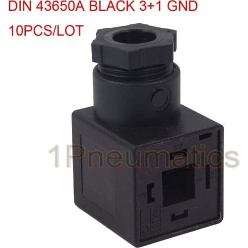 Free Shipping 10PCS/LOT 18mm Plug Foot DIN43650A Coil Connector Plug w Gasket and Screw 3+1GND