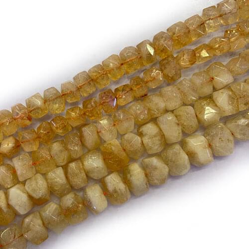 Natural Yellow Citri Beads 15'' Freeform Faceted Cuboid DIY Loose Stone Beads For Jewelry Making Beads Accessories For Women