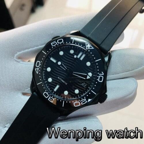 Bliger 41mm Mens New Mechanical Watch Black PVD Case Sapphire Glass Ceramic Bezel Luminous Mark NH35A Movement Automatic Watch