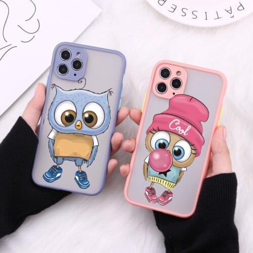 Cartoon Girl Gifts Cute Owl lovers Phone Case For Iphone 11 12 Pro Max 6s 8 7 Plus X XS Max XR SE 2020 Hard Matte Back Cover