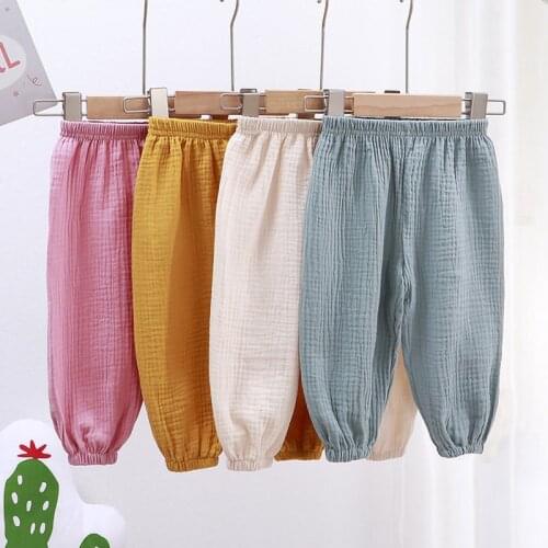 Cotton Children Kids Pants Tales Summer Autumn Winter Organic Cotton Bamboo Soft Muslin Trousers Casual Cute Regenhose Kinder