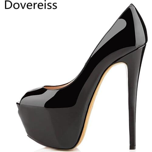 Dovereiss Fashion Womens Shoes summer new Elegant Slip on Peep toe Pumps Waterproof sexy Office lady Party shoes 35-45