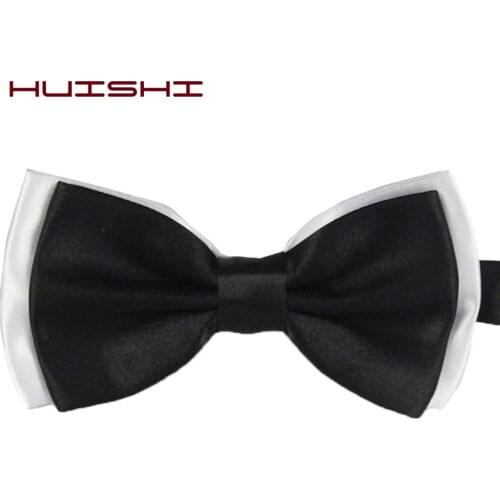 HUISHI Black Bow Tie Male Solid Color Marriage Bow ties For Men Candy Color Butterfly Cravat Two Tone Bowtie Butterflies