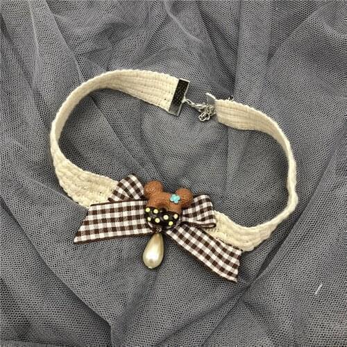 Generate Color Beige Necklace Lolita Necklace Girls Soft Sister Ornament Bow