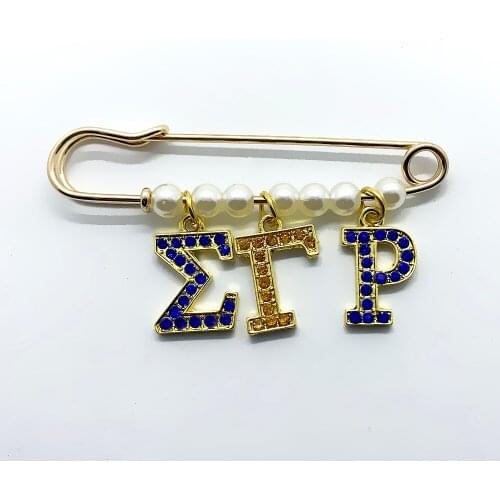Exquisite rhinestone inlaid Greek letter SIGMA GAMMA RHO metal charm brooch sorority society jewelry DIY pin