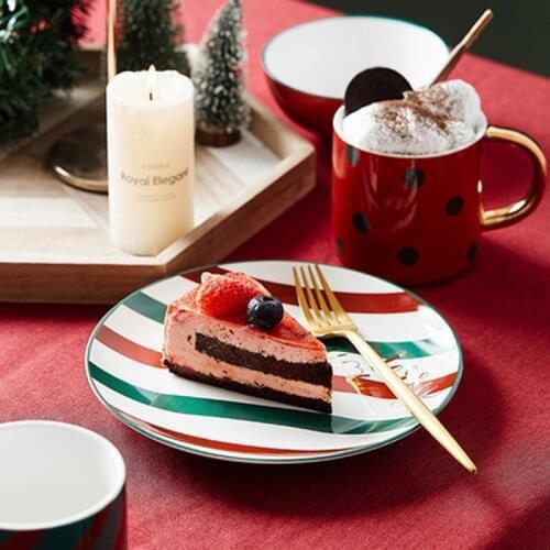 Ceramic Christmas Day Tableware Western Steak Salad Plate Coffce Mug Rice Bowl Hotel Kitchen Decoration Dinnerware Party Gift