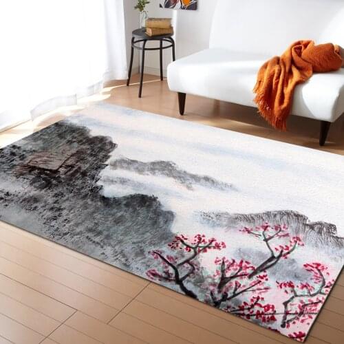 Chinese Painting Forest Flowers Mountain Carpets for Bedroom Home Decor Carpets Kawaii Rugs and Carpets for Home Living Room