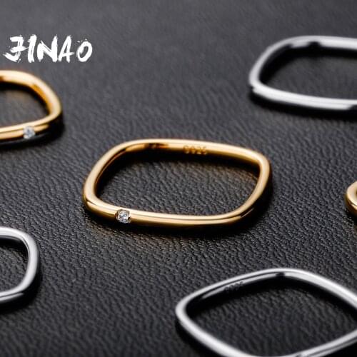 JINAO 2021 NEW 925 Silver Large Medium and Small Three-size Ring High Quality Rectangular Ring Women Jewelry