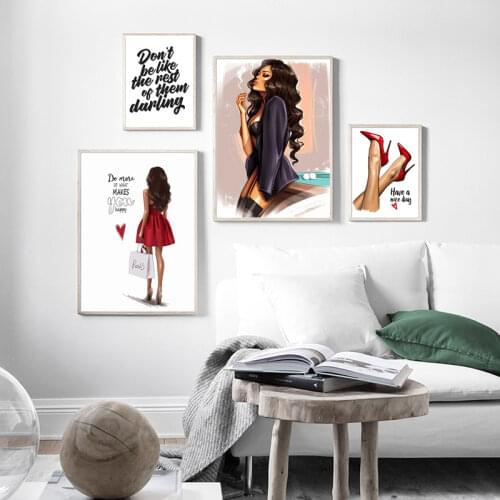 Red High Heels Girl Wall Art Print Canvas Painting Nordic Canvas Posters And Prints Wall Pictures For Living Room Decor