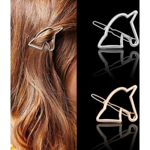 Creative Hollow Unicorn Girl Hairpin Personality Hair Clip Cartoon Animal Clip Hair Accessories Hair Clips for Women