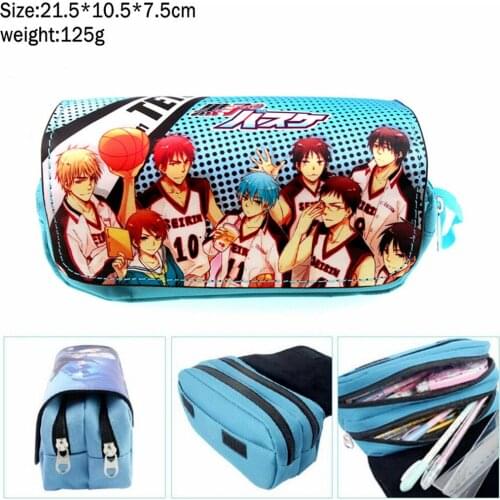 Kuroko no Basuke Tetsuya canvas pencil case women portable travel cosmetic bag Boys Girls student Zip penbag Cartoon makeupbag