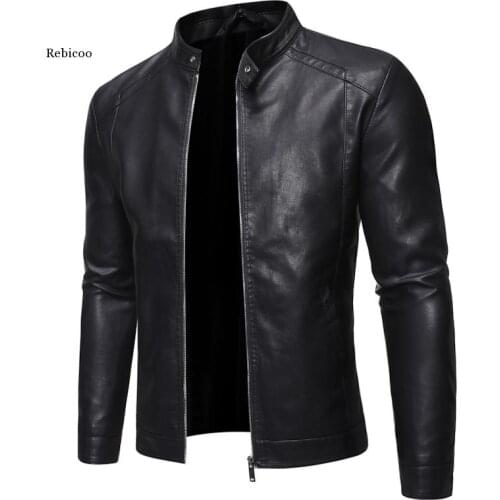 Men Faux Leather Jacket Motorcycle 5Xl Mens Jackets Black Outwear Male Pu Leather Coats Mens