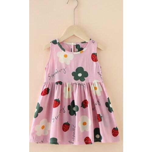 Summer Dress Girl 2021 Fashion Sleeveless Toddler Girl Dresses Cotton Childrens Clothing Flower Style Kids Clothing Princess