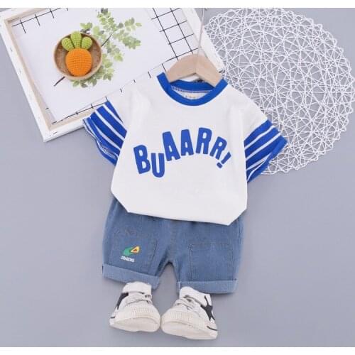 Boys Summer Baby Summer Suit Male 0 One 1-2-3 Years Old Two Tide Handsome Boy Short-sleeved Baby Clothes