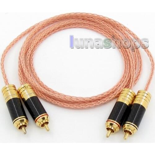 LN005774 1m Acrolink Rhodium 2 RCA Male To Male Stereo HiFi Audio Cable 8 Cores OCC Silver Braided