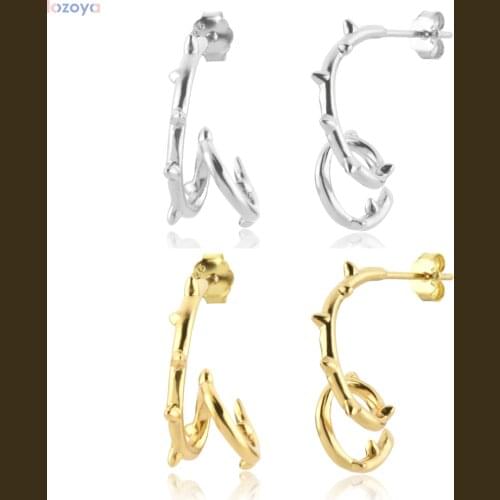 LOZOYA 925 Sterling Silver Gold 2021 Screw Twist 2021 Fine Jewelry Stud Earring Piercing Clips Pendiente For Party Piercing