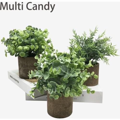 Mini Potted Plants Artificial Eucalyptus Boxwood Rosemary Greenery in Pots Faux Potted Herbs Small House Plants for home decor
